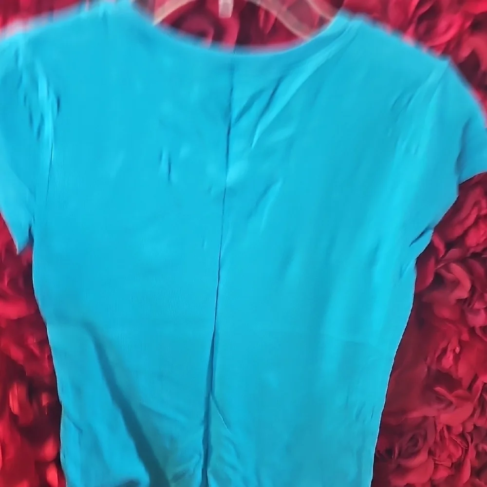 Justice Girls Aqua Blue Graphic Selfie Tshirt Size 10 - Picture 6 of 6